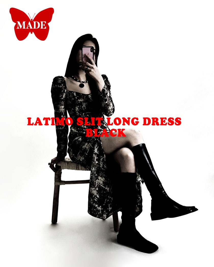 L/S Collection - Latimo Slit Long Dress [Black]