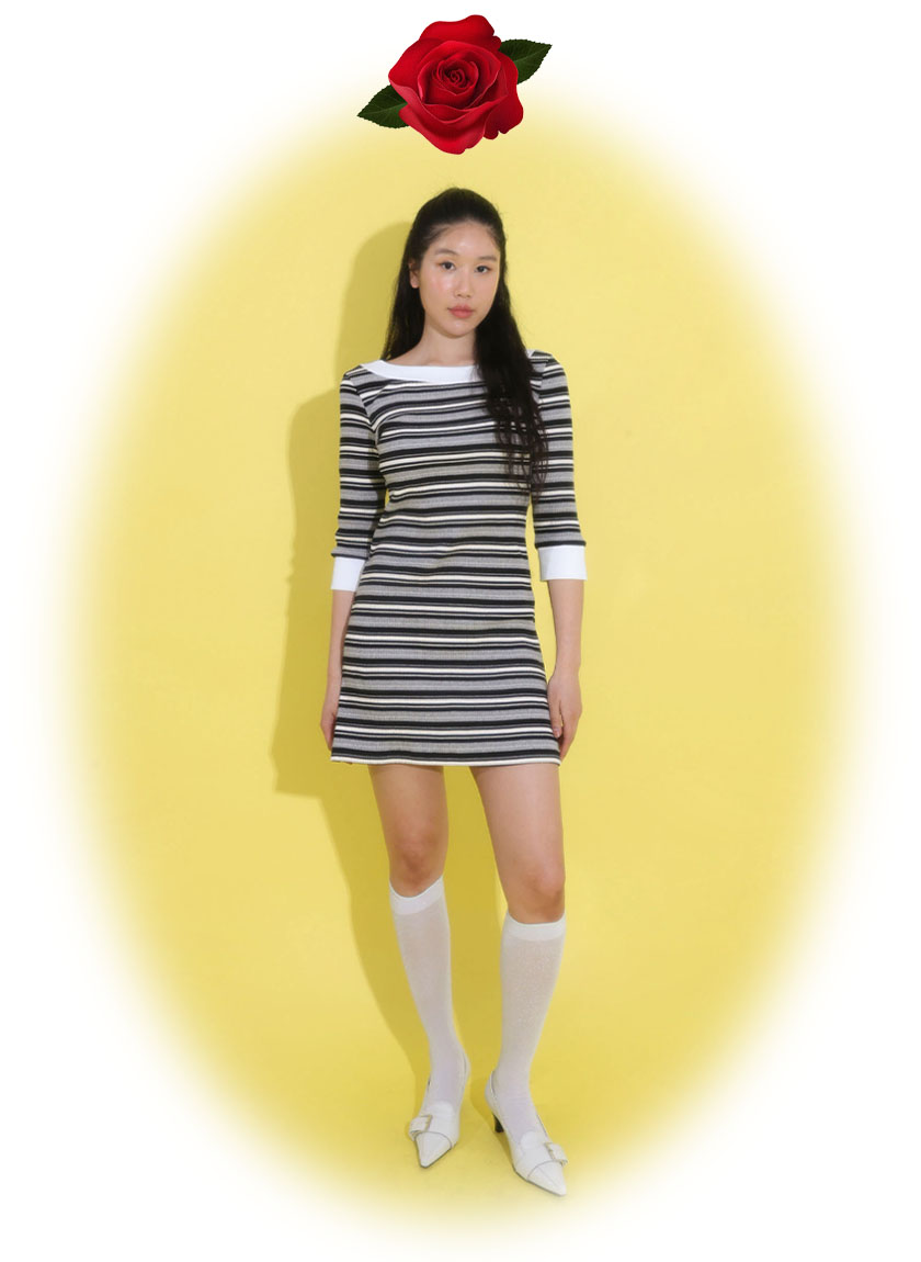 Bella Stripe Mini Dress (Gray)