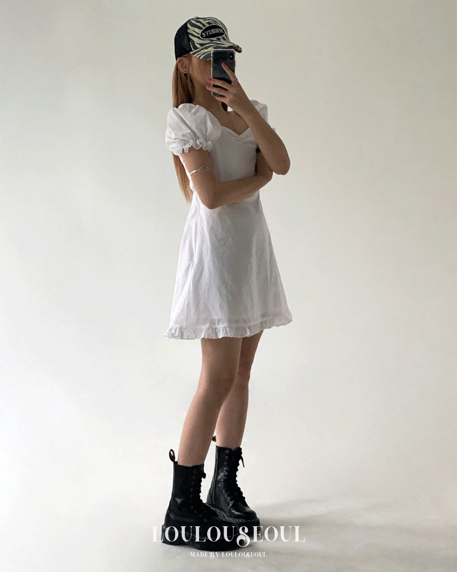 (L/S Collection)  Wish Puff White Dress_위시 퍼프 화이트 드레스