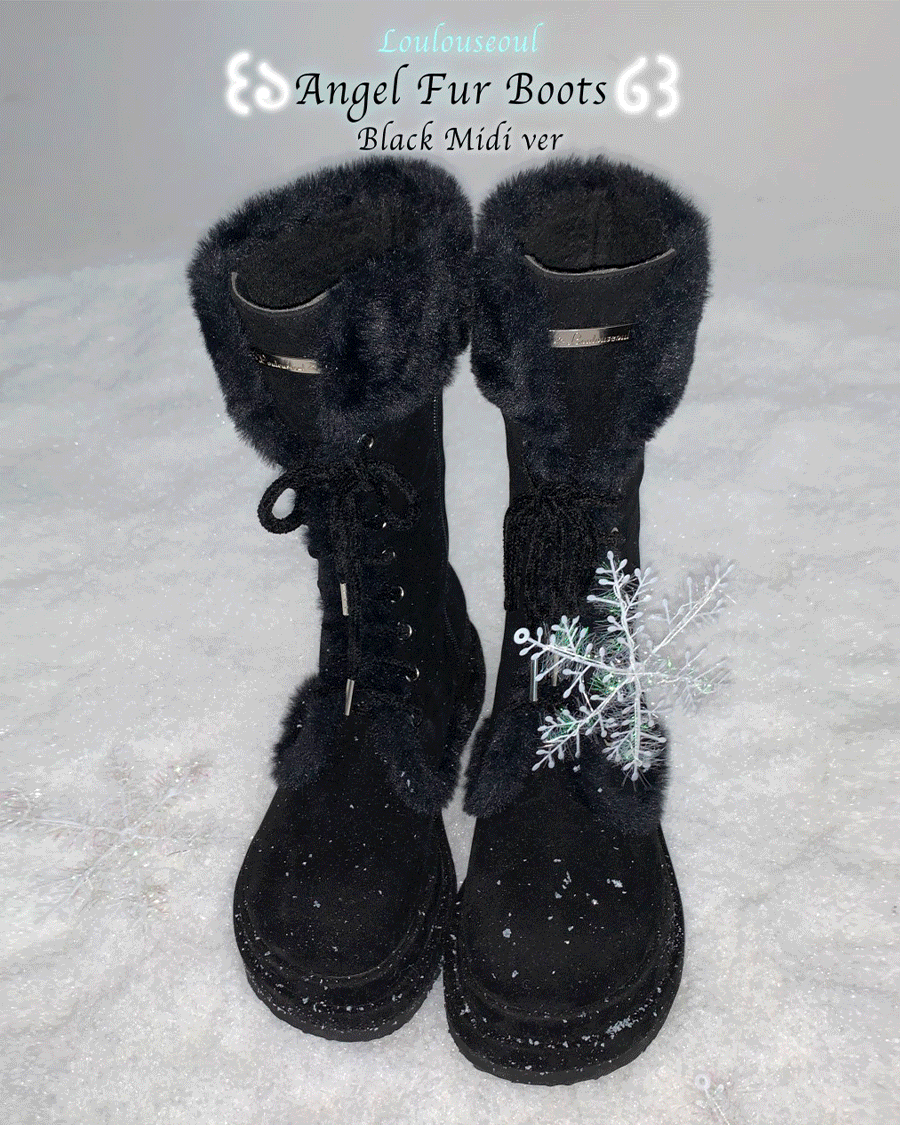 [MADE] New 미디기장 Winter Angel Fur Boots_윈터 엔젤 퍼 부츠 (Dark Black)