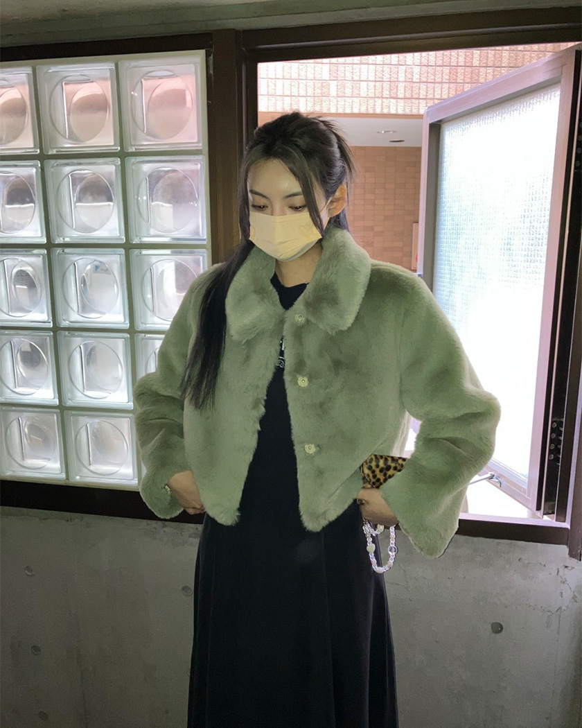 Pudding Fur Jacket (Matcha Green)
