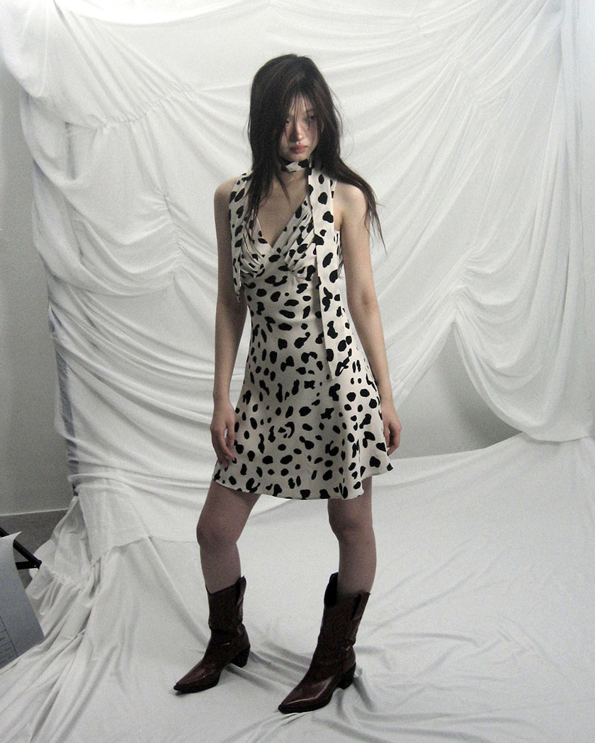 Dalmatian Mini Dress (White)