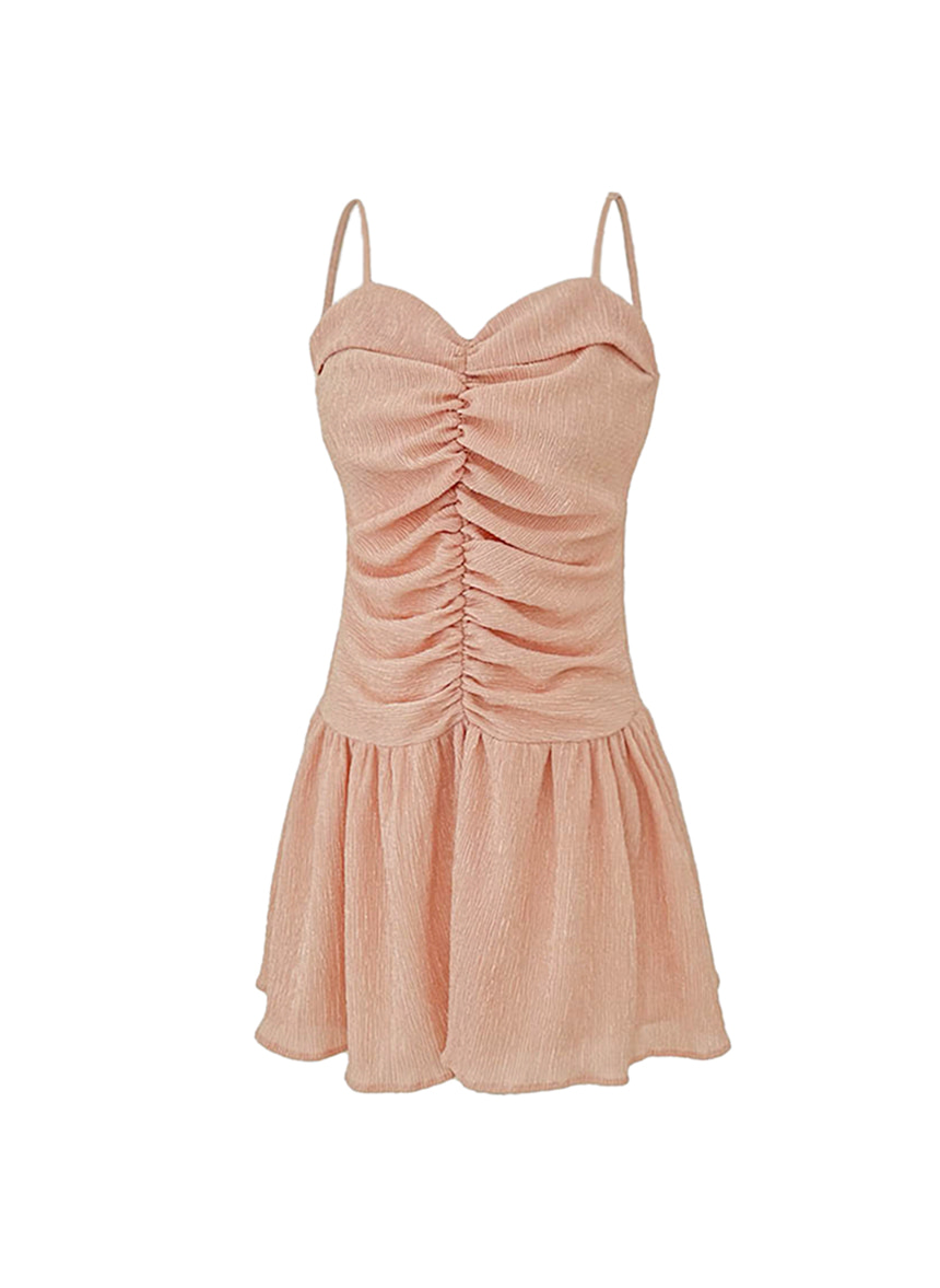 Ballet Shirring Mini Dress (Pink)