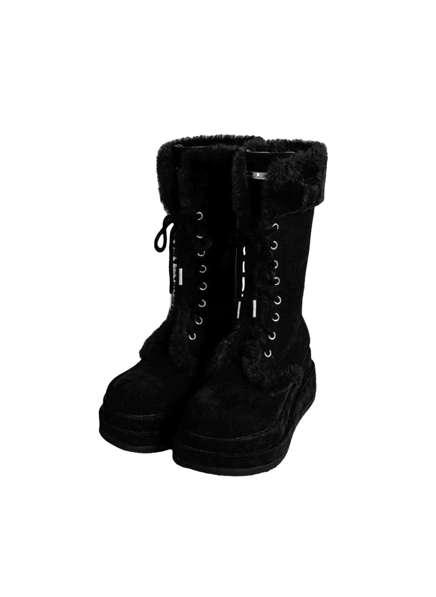 Winter Angel Fur Boots (Dark Black/Midi)