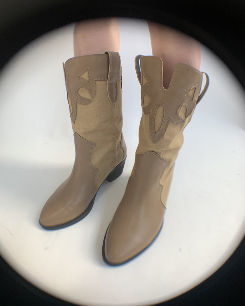 ﻿Linen Mixed ﻿Western Boots