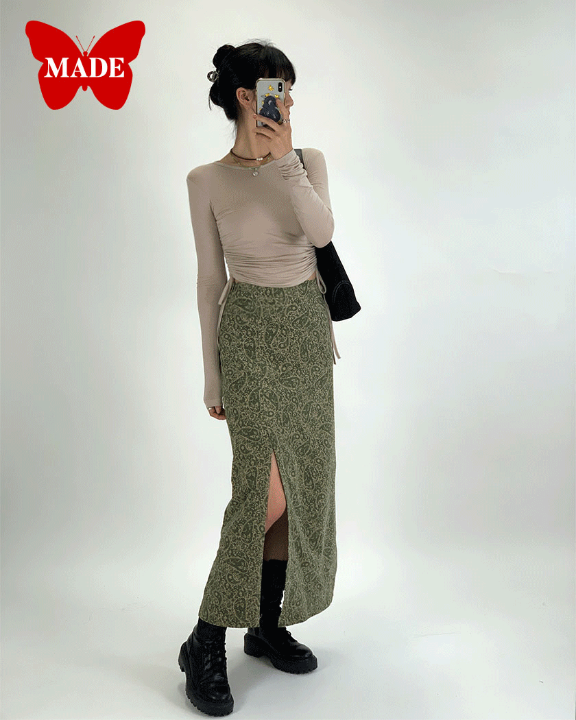 L/S Collection - Sweet Paisel Slit Skirt