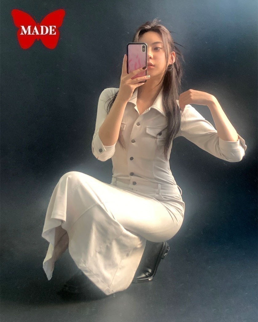 [마지막리오더] L/S Collection - Old Fashion Suede Jump Suit Dress [Ivory]