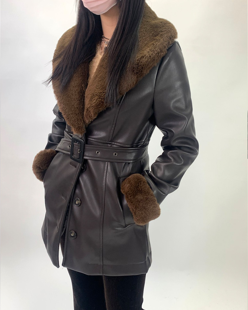 [MADE] Demon Leather Fur Coat (Brown)