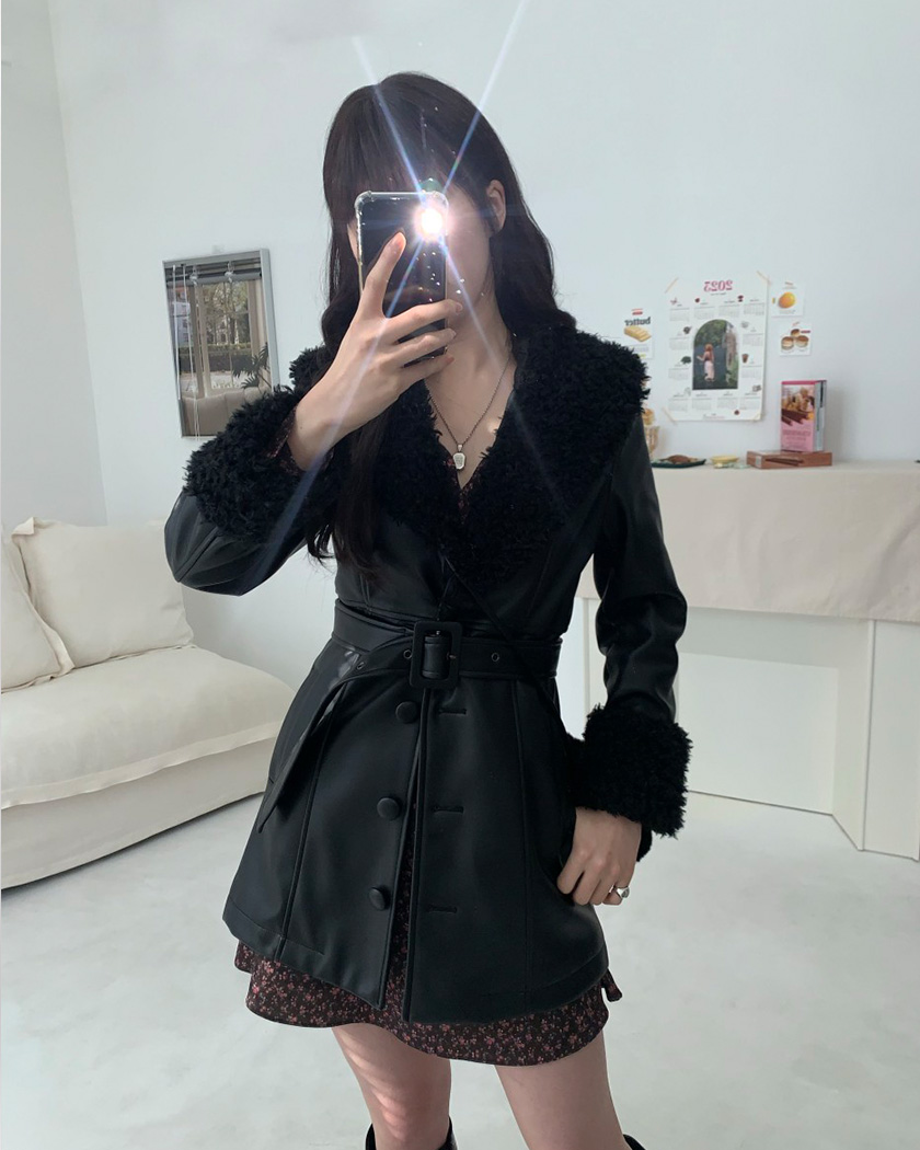 [MADE] Demon Leather Fur Coat (Black)